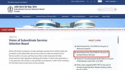 PSSSB invites online applications for ADA recruitment 2026 with 170 vacancies in Home department Punjab; check details here