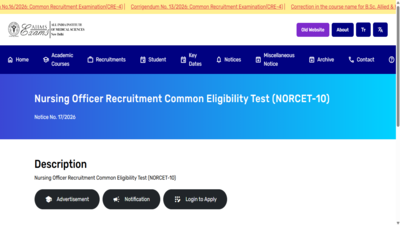 AIIMS NORCET 10 admit card 2026 released at aiimsexams.ac.in: Direct link to download hall ticket here