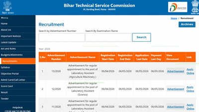 Bihar BTSC lab assistant notification released for 1091 posts at btsc.bihar.gov.in; apply here