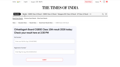 Chhattisgarh CGBSE Class 10th result 2026: How to download scorecards online from TOI portal?