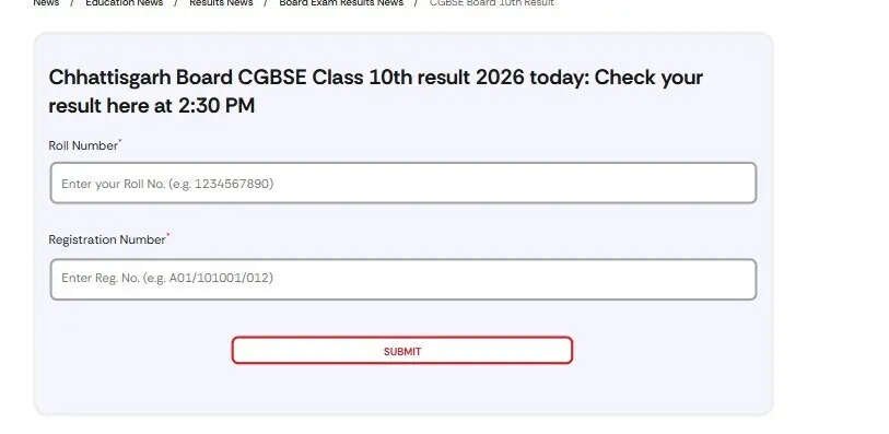 Check CG Board 10th Results Online