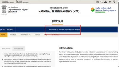NTA opens applications for SWAYAM 2026 January semester: Check key dates, direct link to apply