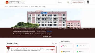 SSC GD 2026 schedule for CAPFs and Assam Rifles GD examination released; candidates to select preferred exam weeks