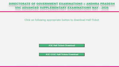 AP SSC supplementary exam hall tickets 2026 released, exams from May 25: Direct link