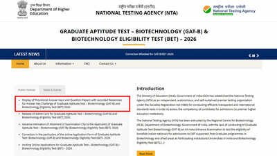 Dbt Bet Answer Key 2026: GAT-B and BET 2026 answer keys released; NTA opens challenge window till May 24