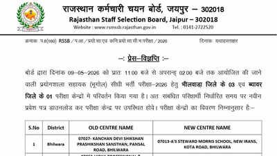Rssb Lab Assistant Admit Card 2026: Rajasthan RSSB shifts Laboratory Assistant exam centres ahead of 9 May 2026 test schedule; check details here