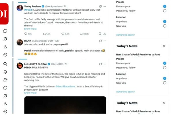 ‘Peddi’ Twitter review out: Ram Charan wins massive praise; Fans call Janhvi Kapoor film a ‘Watchable entertainer’ | Telugu Movie News