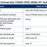 Delhi University releases CSAS PG admission schedule for correction window, mid-entry and Round 3 seat allotment