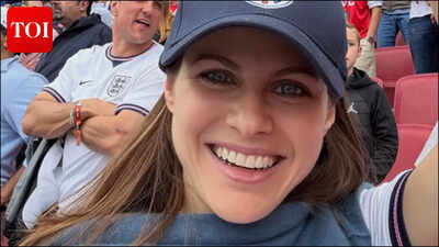Alexandra Daddario ‘clocks’ David Beckham while attending the England vs Ghana FIFA game |