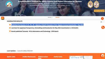 Avinuty Result: Avinashilingam University UG and PG Results 2026 declared at avinuty.ac.in; download here