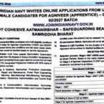 Indian Navy opens Agniveer Apprentice 2026 applications for 01/2027 and 02/2027 batches