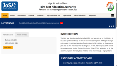 JoSAA round 2 seat allotment result 2026 released: Check allotment status, reporting schedule here