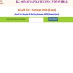 Kjsp Result: K.J. Somaiya Polytechnic end semester summer result 2026 declared at polytechnic.somaiya.edu.in: Direct link to download here