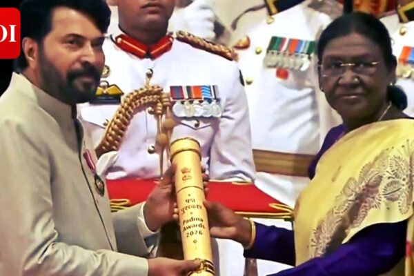 Mammootty receives Padma Bhushan from President Murmu; Wife Sulfath and son Dulquer Salmaan share the proud moment |