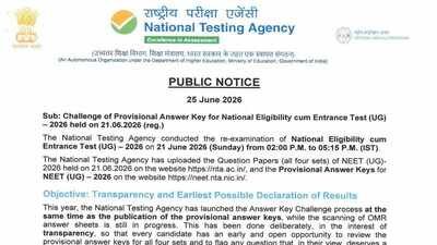 Re NEET UG 2026 provisional answer key released: Step-by-step guide to raise objections