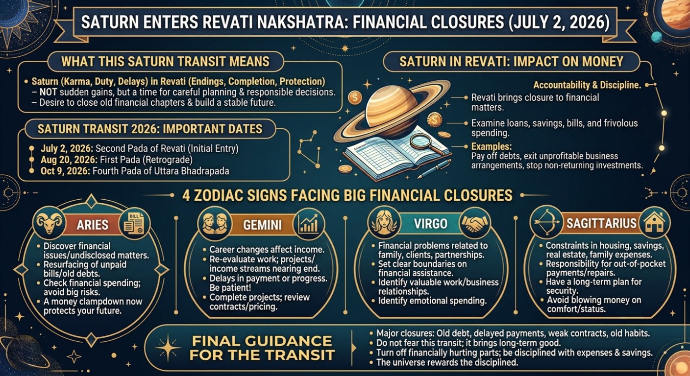 Saturn Enters Revati: 4 Zodiac Signs Facing Big Financial Closures This Month