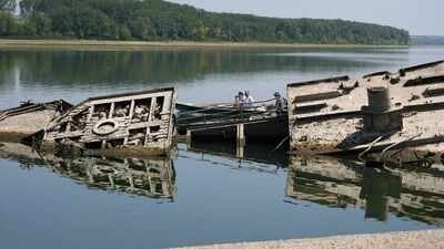 Record-low water levels are exposing the World War II wrecks near Serbia