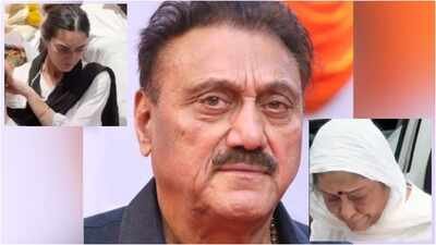 Karishma Kohli carries father Kuku Kohli’s mortal remains, Aruna Irani breaks down at funeral; heartbreaking visuals went viral | Hindi Movie News