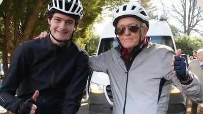 An 82-year-old Australian grandfather and his 18-year-old grandson cycled 5,300km through deserts and headwinds, raising ,000 for MND support