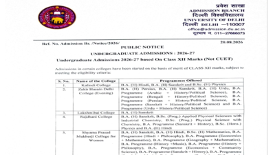 DU allows colleges to offer UG admission based on Class 12 marks; check colleges, courses here