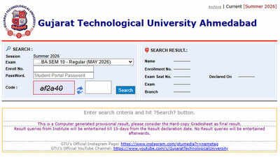 GTU results 2026 released: Check M.Pharm, BE and Diploma in Vocation results at gturesults.in