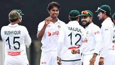 Hasan Mahmud’s career best 6-55 blows Australia away; Bangladesh take control on day 1 of Darwin Test