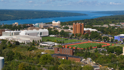 In 2000, Cornell began pulling 39°F water from 250 feet below Cayuga Lake to cool its campus; the system now cuts cooling energy use by about 85%