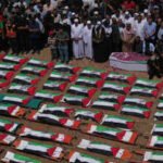 Gaza mass funeral for 112 Palestinians, including dozens of children, recovered from 2023 strike