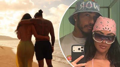 Kim Kardashian shares loved-up photos with Lewis Hamilton from summer getaway: ‘somewhere over the rainbow’ |