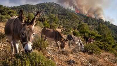 A Spanish woman turned 18 rescued donkeys into a wildfire-fighting team, with the animals grazing for up to 7 hours a day; her unusual conservation idea is helping prevent fires before they start