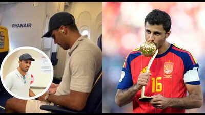World Cup Golden Ball winner Rodri shocks passengers by boarding ultra-budget Ryanair flight to Liverpool