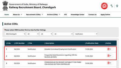 RRB JE CEN 04/2026 recruitment 2026 begins for 3,993 posts; check eligibility, fees, details and direct link