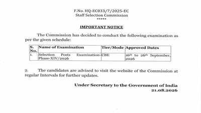 SSC Selection Post Phase 14 exam 2026 dates announced: Check complete schedule here