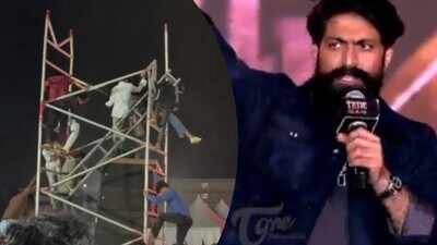 Two students injured in a mishap at Yash’s ‘Toxic’ pre-release event: Sound setup collapses at Hyderabad venue | Kannada Movie News