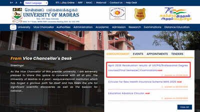 UNOM Madras revaluation results 2026 out: Check April final semester marks using register number here