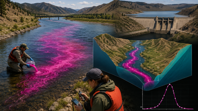 In 2010, US scientists released dye into Montana’s Missouri River and tracked it across 41.2 miles; one reservoir held the plume for 8.2 hours, helping predict chemical-spill timing