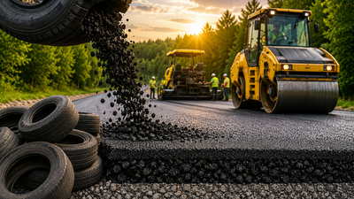 In 2025, Michigan recycled more than 7,000 scrap tires into 0.8 miles of Ellsworth Road; the project later won a national green construction award