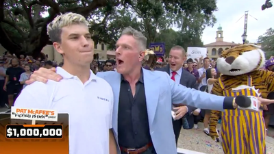 Pat McAfee has put more than  million of his own money into GameDay prizes and charity; Home Depot matched his 0,000 LSU offer, giving one student two kicks at  million, but both missed