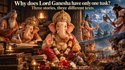 Why does Lord Ganesha have only one tusk? Three stories, three different texts