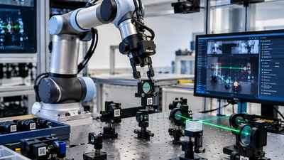 MIT’s robotic optics lab built a working laser cavity in 50 maneuvers and under 30 minutes; when researchers moved components, it realigned them automatically with micron-scale precision