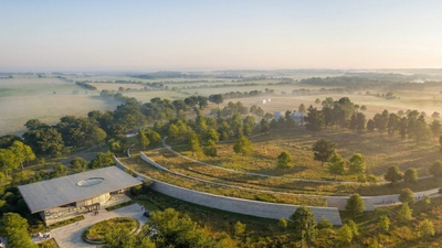 Tennessee’s Andrew Jackson estate spans 1,200 acres; its new plan puts much of a 70,000-square-foot visitor center underground so the building does not interrupt views across the historic landscape
