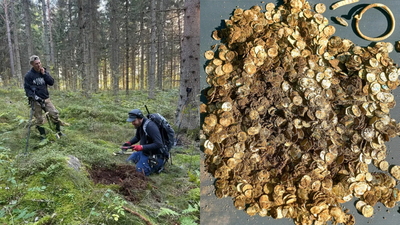 A man using a metal detector near a Finnish village finds more than 4,000 Viking Age silver coins in two birch-bark containers buried 39 feet apart | World News