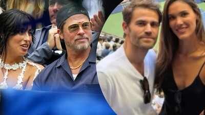 Brad Pitt and girlfriend Ines de Ramon attend US Open match with her ex Paul Wesley and his new wife; couples avoid run-in |