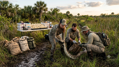 Florida’s python team followed 40 tagged male snakes and ended the season with 177 Burmese pythons removed and more than 4,100 eggs taken from the ecosystem | World News