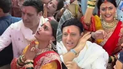 Viral photos of Govinda and Komal Rani Swarnkar spark secret wedding rumours; actress spotted with sindoor during Lalbaugcha Raja visit amid row with Sunita Ahuja? |