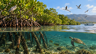 Indonesia replanted mangroves on Flores in 2013; 10 years later, restored forests supported 10 fauna species and stored up to 70 Mg CO2 per hectare | World News