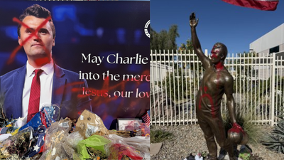 Memorial statue of slain conservative activist Charlie Kirk vandalised with red paint in Phoenix | World News