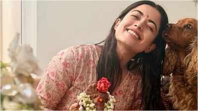 Rashmika Mandanna celebrates first Ganesh Chaturthi after marriage to Vijay Deverakonda, shares festive glimpse with Lord Ganesha and pet dog amid wrapping up ‘Ranabaali’ shoot |