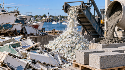Rhode Island pilot recycled 80 short tons of fibreglass from old boats using a $105,000 NOAA grant, turning shredded hulls into cement material | World News