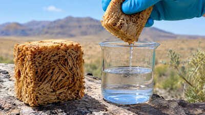Scientists built a wood-based sponge that pulls water from air as dry as 15% humidity; it produced up to 1.72 litres per kg per day